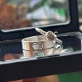 wholesale S925 Sterling Silver Small Apple Ring, Unique Design, Creative, Fun, Minimalist, Versatile Matching Couple Rings, Birthday Gift for Women-0-2