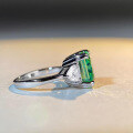 wholesale S925 Sterling Silver New Style Women's Green Jadeite 5-Carat 10X10 High Setting High Carbon Diamond Zircon Ring Wholesale-0-2