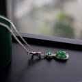 wholesale S925 Sterling Silver Mounted Natural Guatemalan Jadeite Gourd Necklace Live Stream Supply-0-2