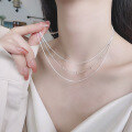 wholesale S925 sterling silver geometric sphere thin chain multi-layer necklace, edgy punk street fashion collarbone chain-0-3