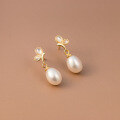 wholesale S925 Sterling Silver Waterdrop Pearl Earrings Women's Korean Style Light Luxury Elegant Internet Celebrity Butterfly Short Design M01175-0-1