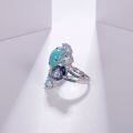wholesale 925 Silver Designer Luxury Style Gemstone Ring for Banquet, High-End Sense with Natural Amazonite Inlay-0-2