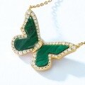 wholesale Fashion minimalist butterfly malachite S925 silver gold-plated necklace for women, small fresh silver jewelry manufacturer wholesale-0-2