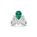 wholesale 18K White Gold Crown Ring with Moissanite, Emerald, Ruby, and Sapphire in Teardrop Pear Shape-0-8