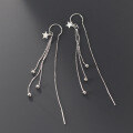wholesale S925 Sterling Silver Minimalist Star Earrings with Sweet Tassel Light Bead, Ins Niche Design M03676-0-3