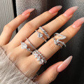 wholesale S925 Sterling Silver French Viral Ring for Women, Small and Exquisite, Light Luxury, Flexible Spinning Ring with Oval and Heart-shaped Zircon-0-1