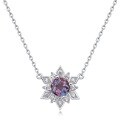 wholesale S925 silver new fashion trendy snowflake pendant necklace with lab-grown alexandrite cross-border supply-0-4