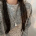 wholesale S925 Sterling Silver Irregular Heart Necklace for Women, Designed to be Unique and Niche, Luxurious High-End Sweater Chain-0-2