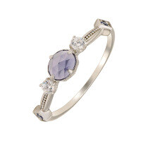 wholesale S925 silver plated 14k gold with Iolite and Sapphire Japanese minimalist style ring-Iolite and Blue Corundum Ring Mido No. 6