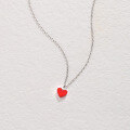 wholesale S925 Sterling Silver Small Red Heart Necklace for Women, Japanese and Korean Style Internet Celebrity Same Model Personalized Red Heart Pendant Collarbone Chain Necklace-0-5
