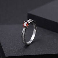 wholesale 925 Silver Luxury Designer High-End Natural Diopside Ring, Prosperity Collection with Natural Gemstone Inlay-Natural Garnet Ring  US Size 10