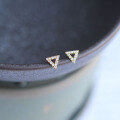 wholesale 9K Gold (AU375) Korean K Gold Earrings Wholesale Department, Zirconia Diamond Minimalist Triangle-0-2
