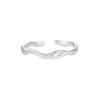 wholesale S925 Sterling Silver 069 Niche Personality Stackable Ring Ins Minimalist Style Irregular Thin Open Adjustable Ring for Women-WJ069-4 white gold Opening adjustable