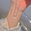 925 Silver Moissanite Collarbone Necklace with Tassel Pendant-0-2