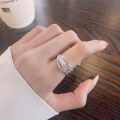 wholesale S925 Sterling Silver Creative Fashion Cross Line Ring, Minimalist Style Versatile Index Finger Ring-0-3