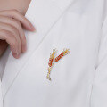 wholesale Metal material minimalist and elegant harvest wheat ear brooch, small luxury style plant floral pin for suit coat accessory-0-3