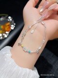 wholesale Gold-plated S925 Sterling Silver Small Fragmented Beads Bracelet, Minimalist Design, Elegant Bangle, Valentine's Day Gift for 520-0-10