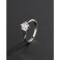 wholesale 925 Sterling Silver 1ct Zircon Ring for Women, Minimalist Luxury Small Niche High-end Emotion Couple Wedding Engagement Simulated Diamond Ring-0-3