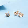 wholesale S925 Sterling Silver Moissanite Champagne Gold Heart-Shaped Moissanite Stud Earrings, Fresh and Sweet Niche Style-0-2