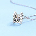 wholesale S925 Sterling Silver Classic Bull Head Necklace for Women, Inlaid with D Color Moissanite Simulated Diamond Pendant, Ready to Ship for Dropshipping-0-1