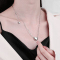 wholesale S925 Sterling Silver Korean-style 3D Heart Fluttering Fringe Minimalist Design Sweet Collarbone Necklace-0-3