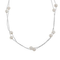 wholesale S925 Sterling Silver 680 Korean Version Ins Small Design Minimalist Versatile Double-Layer Freshwater Pearl Texture Necklace for Women-Platinum 925 silver