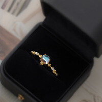 wholesale S925 sterling silver ring with synthetic moonstone and diamond, uniquely designed with a sense of luxury and sophistication, R00392-S925 silver ring gold>opening adjustable