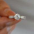 S925 Sterling Silver Moissanite Six-Prong Star Queen Ring for Wedding Proposals-0-2