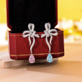 wholesale High-Carbon Diamond, Teardrop Ice-Cut Dual-Tone Pink and Blue Diamond Women's Earrings, New Collection Live Streaming Hot Seller-0-0