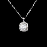 S925 Sterling Silver Aquamarine Moissanite Full-Diamond Necklace for Women-S925 sterling silver + 1-carat white moissanite