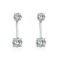 wholesale 18k Gold Plated S925 Silver Simple and Advanced Four-Prong 65mm Round Moissanite Ear Studs Convertible Style Women's Earrings-0-3