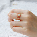 wholesale Wholesale jewelry factory S925 silver plated 14K gold French vintage hollow design Hetian jade ring-0-1