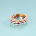 wholesale S925 Gold Plated Silver Full Diamond Ring for Women with Moissanite, Light Luxury Stackable Wedding Ring-0-0