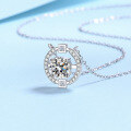 wholesale PT950-plated 925 sterling silver moissanite necklace for women, Valentine's Day gift, collarbone chain-0-1