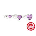 wholesale 925 Sterling Silver Classic Versatile Heart-shaped Diamond-accented Women's Earrings, 3-Piece Set-0-10