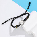 wholesale S925 Silver Retro Chinese Style Adjustable Black Agate Rope Bracelet with Cloud Circle and Peace Buckle for Men and Women-0-0