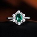 wholesale 925 Silver 1ct Oval-Cut Lab-Grown Emerald/Ruby/Sapphire 5*7 Candy Bean Fashion Versatile Ring-0-0