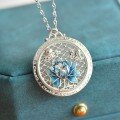 wholesale 925 Silver with Certificate Cold Enamel Lotus Jade Pendant for Women, New Chinese Style Inlaid with Hetian Jade Round Plaque-0-7