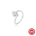 wholesale S925 Sterling Silver Geometric Diamond Ring, Minimalist Style, Luxury Wedding Band-0-8