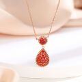 wholesale S925 Sterling Silver Rose Gold Plated Fashion Brand Inspired Pendant with Red Zircon Necklace for Women, Versatile Style-0-4