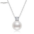 Metal Chain Freshwater Pearl Necklace with Hidden Pendant-0-57