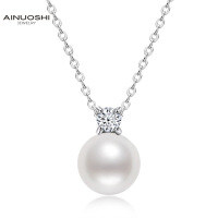 Metal Chain Freshwater Pearl Necklace with Hidden Pendant-Princess Diana Pearl Necklace  925 Silver