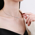 wholesale S925 Sterling Silver Cloud Tide Pavilion Korean Style Minimalist Snake Chain with Small Bead Delicate Collarbone Necklace-0-3