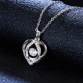 S925 Sterling Silver Moissanite Leaping Heart Pendant Necklace-0-1