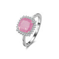 wholesale S925 Sterling Silver "Cloud Pull" Jewelry Pink Diamond Ring with Ice-Cut Zirconia Women's Colored Jewelry Ring-0-4