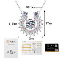 S925 Sterling Silver Moissanite Horsehoe Pendant Necklace-1 carat moissanite  925 silver
