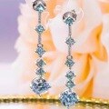 wholesale Sterling silver cross-border bestseller ultra-sparkling moissanite elegant long drop earrings for women, luxurious and fashionable European and American style full-diamond earrings-0-2