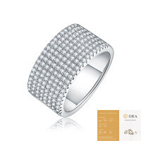925 Silver 5-Row Full Pave Moissanite Ring for Women, Cross-Border New Luxury Style-R13844 Moissanite 1.1mm*168 beads (with GRA certificate)  US size 6/Hong Kong size 13