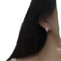 wholesale S925 Sterling Silver Small Peach Blossom Ear Hooks, Niche Design, Early Spring Flower Earrings, Versatile New Spring Ear Studs and Ear Climbers-0-4