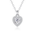 wholesale S925 Sterling Silver Pink Diamond Heart Necklace for Women with Micro-Set White Diamonds, Perfect as a Gift for Girlfriend on Valentine's Day-0-5